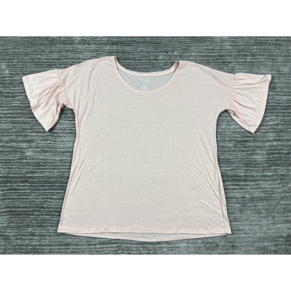 Jennifer Lauren Top Womens Large Pink Short‎ Sleeve Polyester Blend NWT